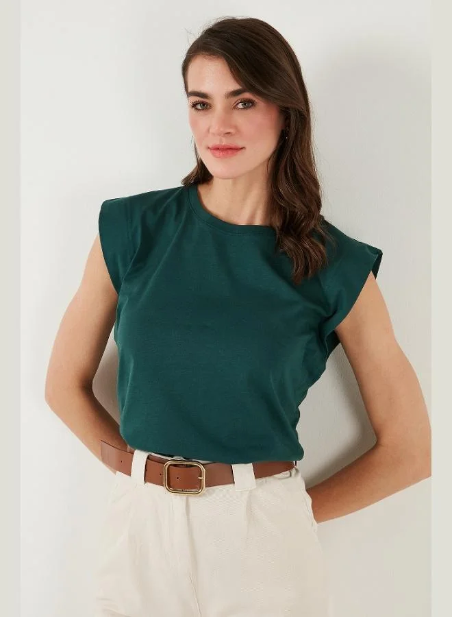 Lela Lela Cotton Crew Neck Sleeveless T Shirt Women's T SHIRT 5864019