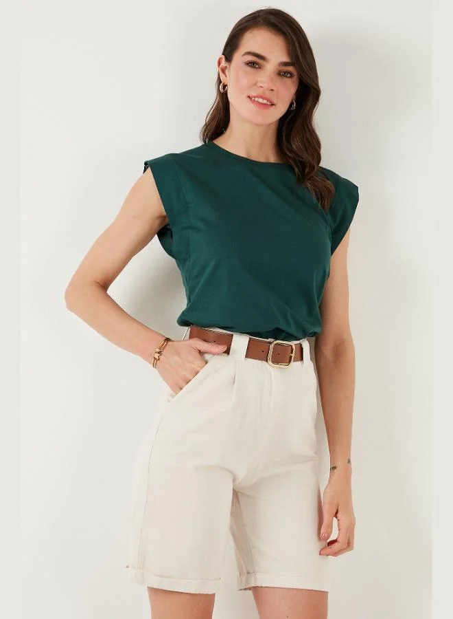 Lela Lela Cotton Crew Neck Sleeveless T Shirt Women's T SHIRT 5864019