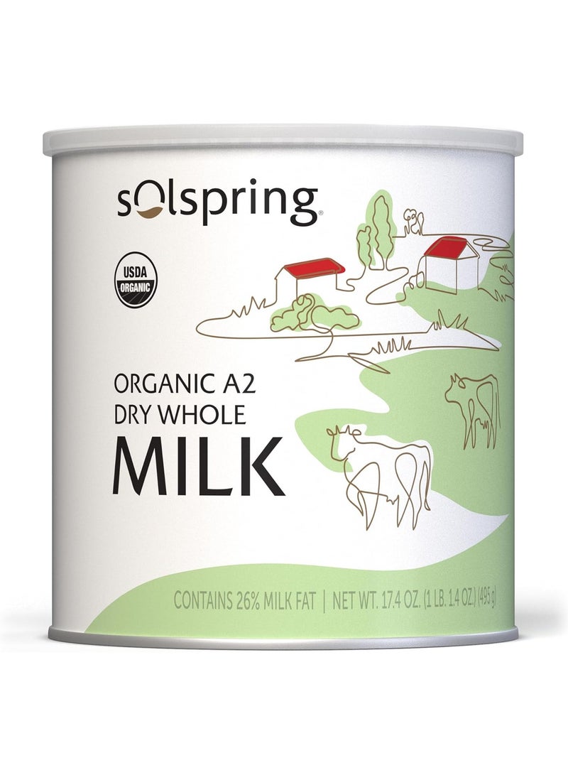 Dr. Mercola Organic A2 Dry Whole Milk Contains 26% Milk Fat Net Wt.17.4 Oz. 1 Lb. 1.4 Oz 495 G - Image 1