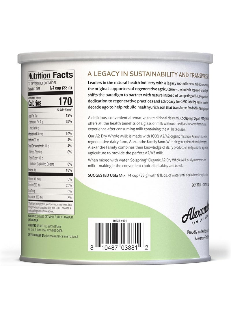 Dr. Mercola Organic A2 Dry Whole Milk Contains 26% Milk Fat Net Wt.17.4 Oz. 1 Lb. 1.4 Oz 495 G - Image 2