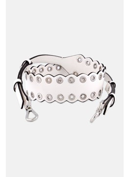 Michael Kors Women Leather Guitar Bag Strap, White  - Image 1