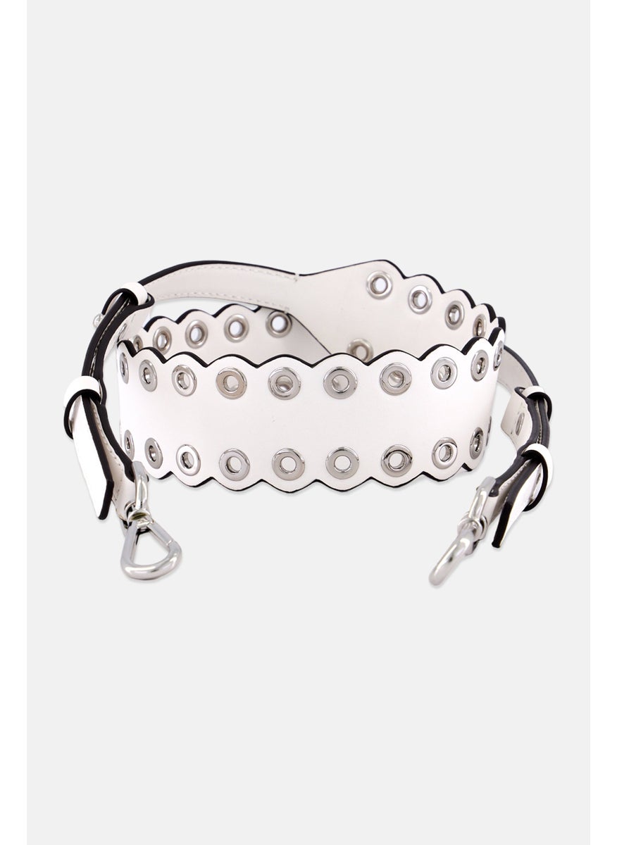 Michael Kors Women Leather Guitar Bag Strap, White  - Image 1