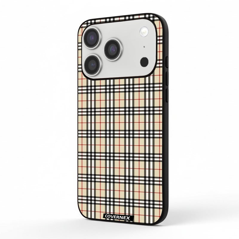 Covernex غطاء حماية لجهاز آيفون 17 برو من أبل مزخرف بنمط مربعات محايد كلاسيكي - Image 1