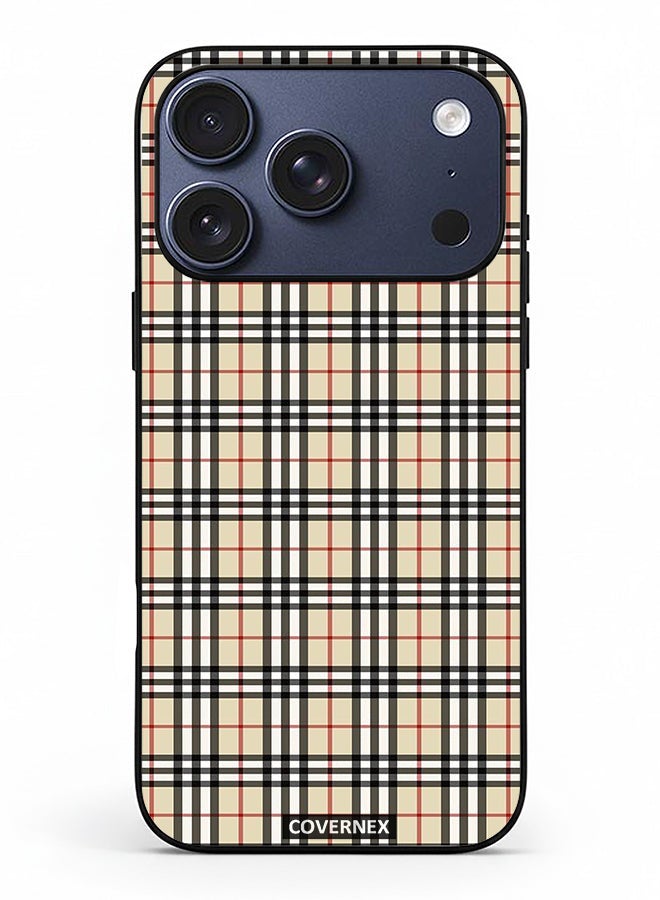 Covernex غطاء حماية لجهاز آيفون 17 برو من أبل مزخرف بنمط مربعات محايد كلاسيكي - Image 2