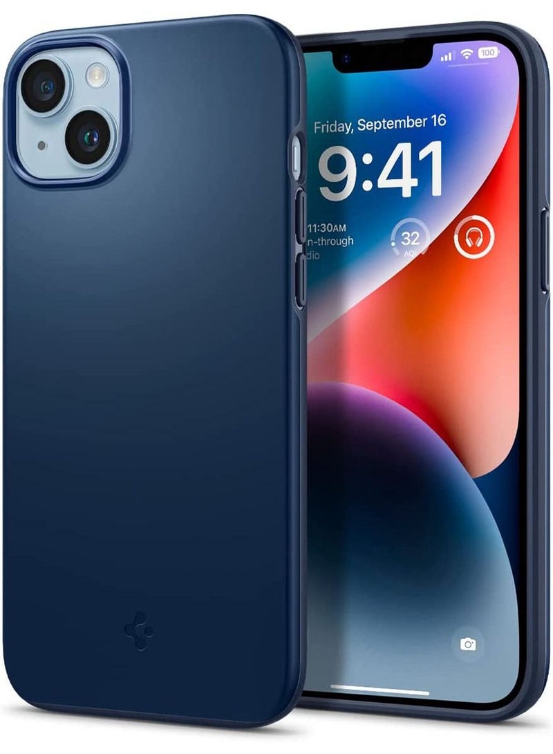 Spigen Thin Fit iPhone 14 Case Cover - Navy Blue - Image 1