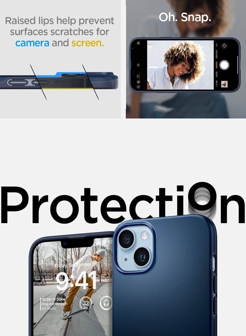 Spigen Thin Fit iPhone 14 Case Cover - Navy Blue - Image 4