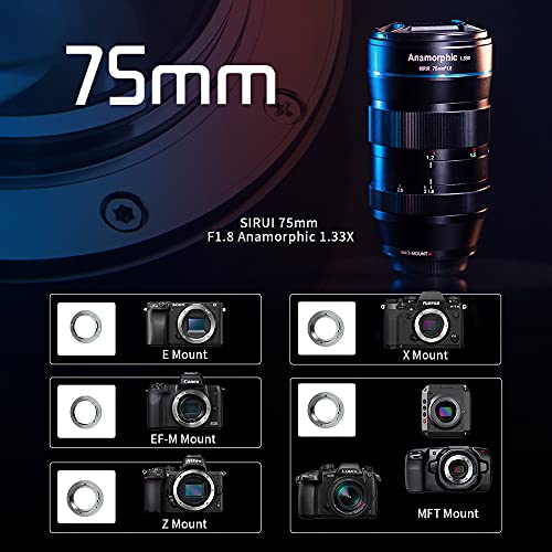 SIRUI 75mm F1.8 1.33X APS-C Anamorphic Lens for E Mount, Blue Flare - Image 5