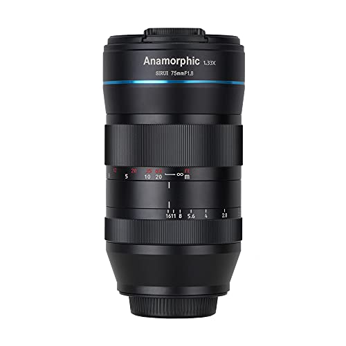 SIRUI 75mm F1.8 1.33X APS-C Anamorphic Lens for E Mount, Blue Flare - Image 1