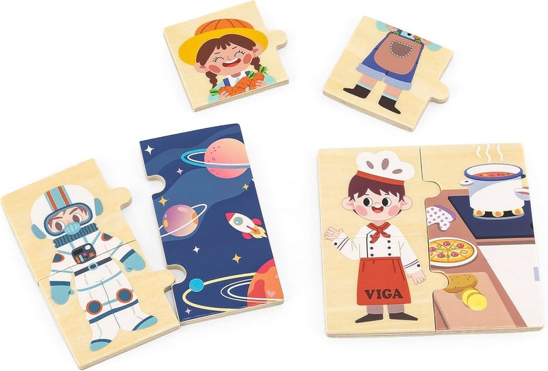 Viga Wooden Matching Profession Puzzle Set - Image 1