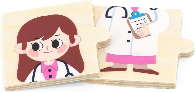 Viga Wooden Matching Profession Puzzle Set - Image 3