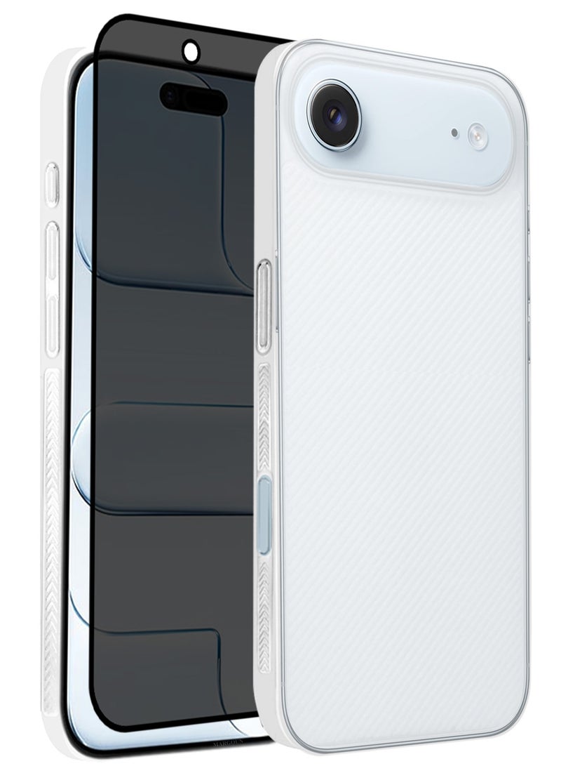 CATANES 2 Packs Case Cover for iPhone 17 Air - Sturdy Durable Ultra-Thin Case - Air Skin Line Design Transparent Back Cover -  Drop Protection Cover  with Privacy Screen Protector - White - Image 1