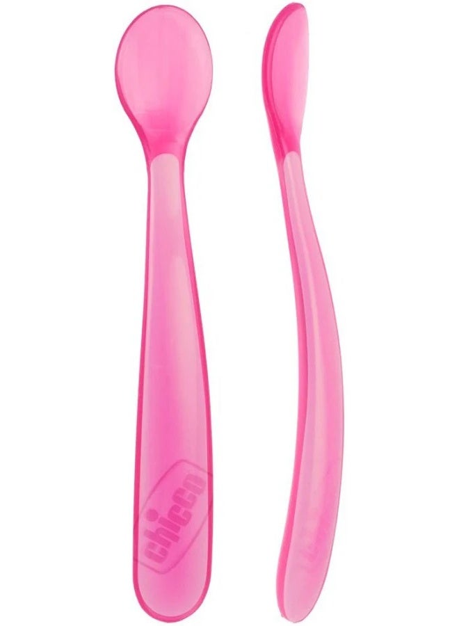 Chicco Softly Silicone Spoon 6m+ Pink x2 - Image 1
