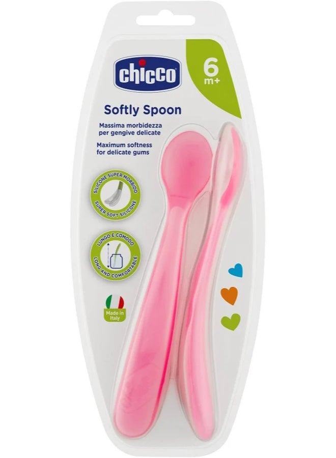 Chicco Softly Silicone Spoon 6m+ Pink x2 - Image 2