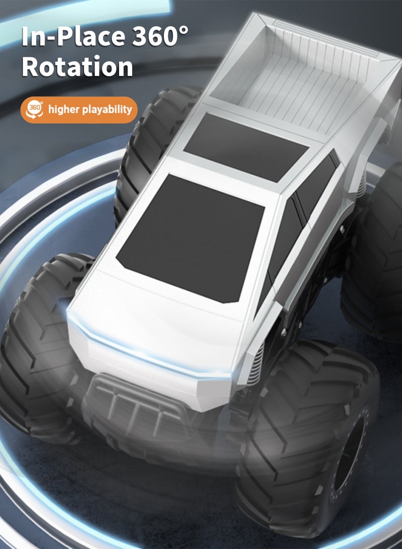 1:24 Scale Tesla Cybertruck Simulation Alloy Mini Die-casting Model Toy Comes with Tesla Motorcycle Sound and Light Car Decoration Collection Children's Gift-Silver - Image 2