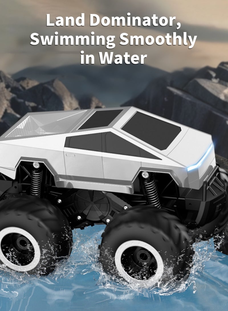 1:24 Scale Tesla Cybertruck Simulation Alloy Mini Die-casting Model Toy Comes with Tesla Motorcycle Sound and Light Car Decoration Collection Children's Gift-Silver - Image 4