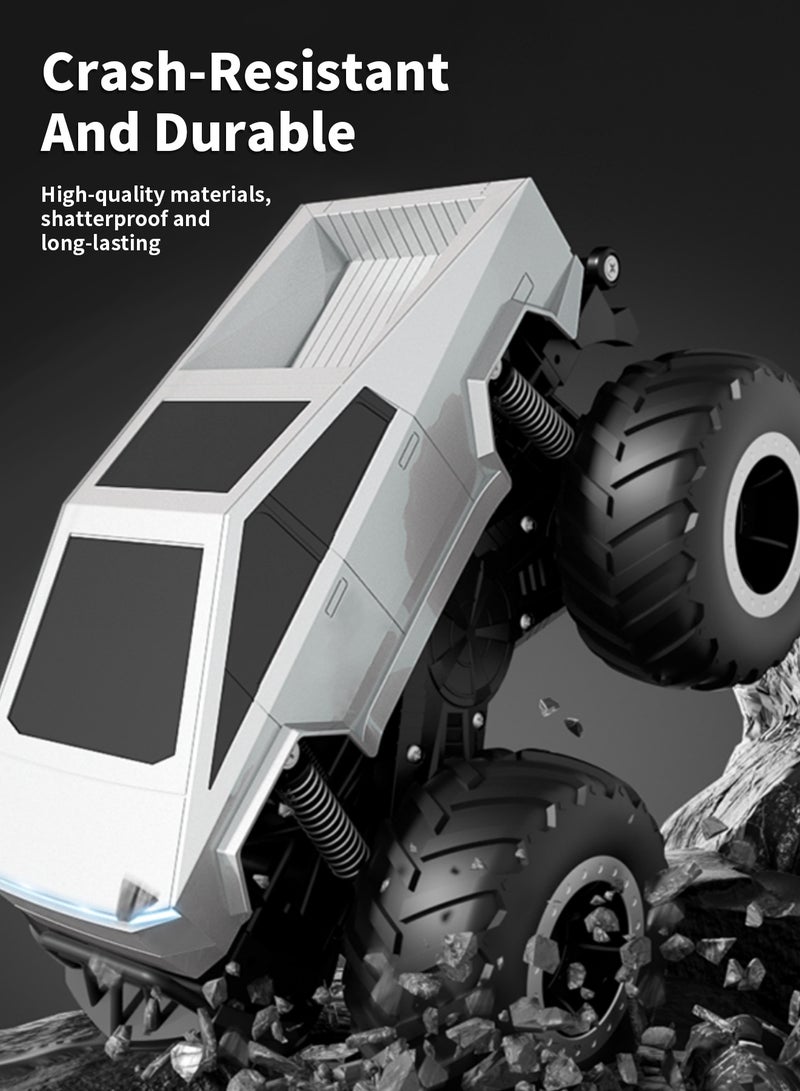 1:24 Scale Tesla Cybertruck Simulation Alloy Mini Die-casting Model Toy Comes with Tesla Motorcycle Sound and Light Car Decoration Collection Children's Gift-Silver - Image 3