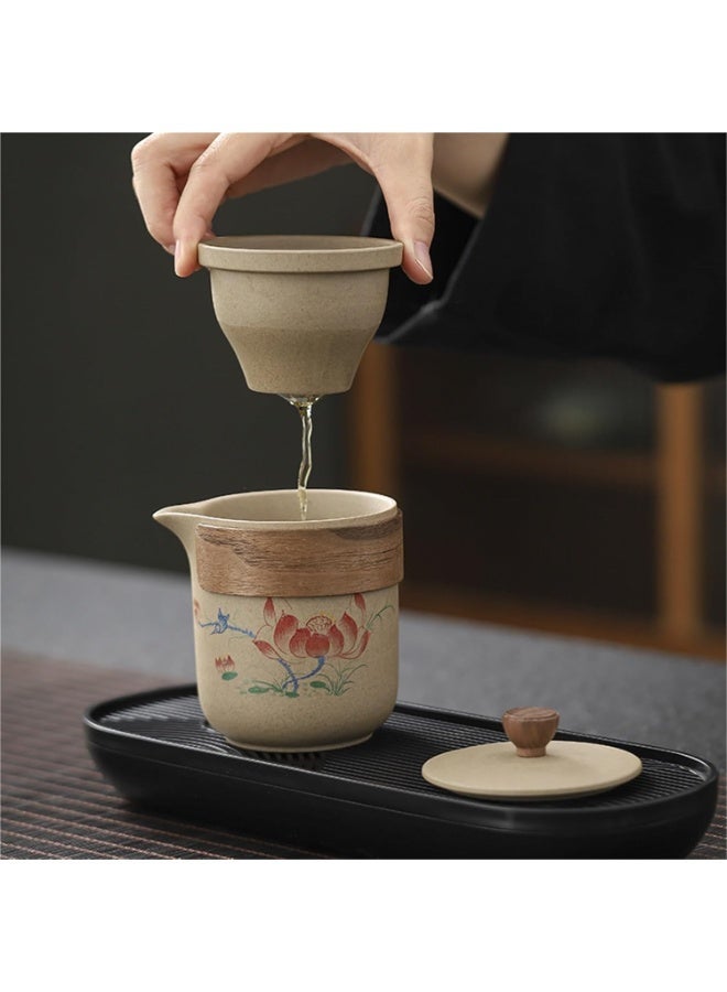 HOMESTAR Lotus Chinese Porcelain Travel Tea Set, 7 Pcs Portable Ceramic Tea Pot & Cups Gift Set with Carrying Case for Camping, Office, Home Use - Image 4