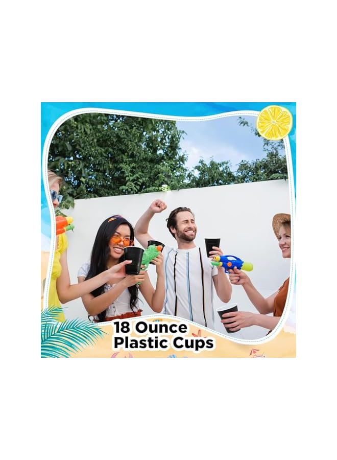 S-TOP Black Plastic Cups, Disposable Reusable Party Supplies 12 Oz Cups For Wedding Birthday Beverage Drinking Water Indoor Outdoor Event Bachelorette Camping (40 Count) - Image 4