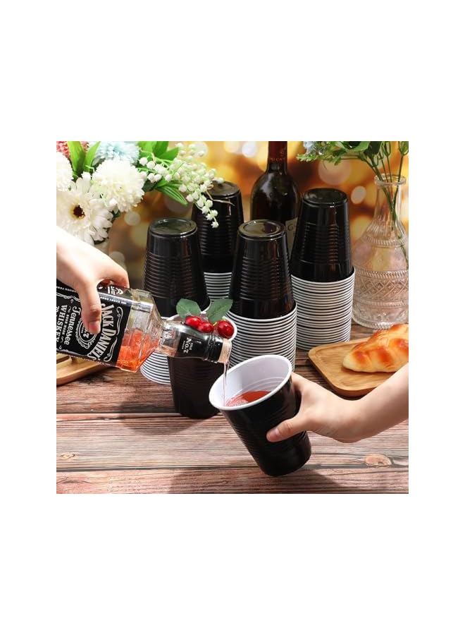 S-TOP Black Plastic Cups, Disposable Reusable Party Supplies 12 Oz Cups For Wedding Birthday Beverage Drinking Water Indoor Outdoor Event Bachelorette Camping (40 Count) - Image 5