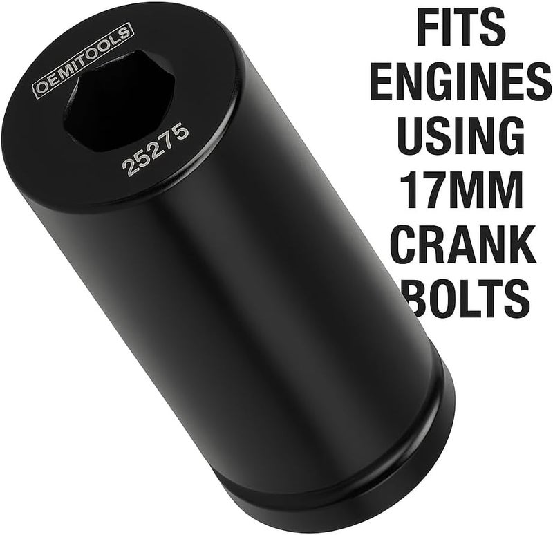 OEMTOOLS 25275 17mm Crank Bolt Socket, Heavy Duty Harmonic Balancer Socket For Stubborn Bolts, 17mm Impact Socket 1/2 Drive Crank Bolt Removal Tool - Image 3