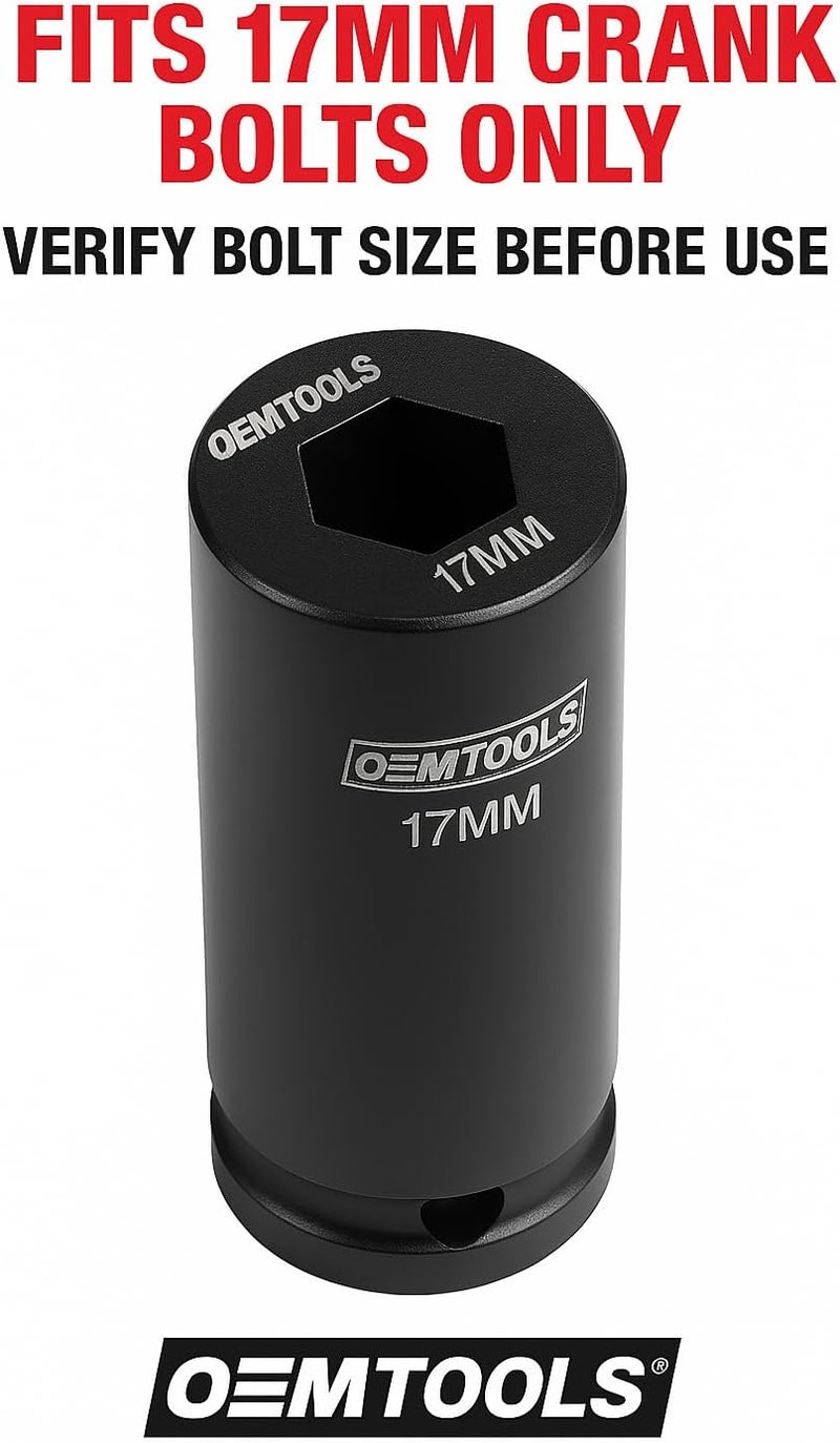 OEMTOOLS 25275 17mm Crank Bolt Socket, Heavy Duty Harmonic Balancer Socket For Stubborn Bolts, 17mm Impact Socket 1/2 Drive Crank Bolt Removal Tool - Image 4