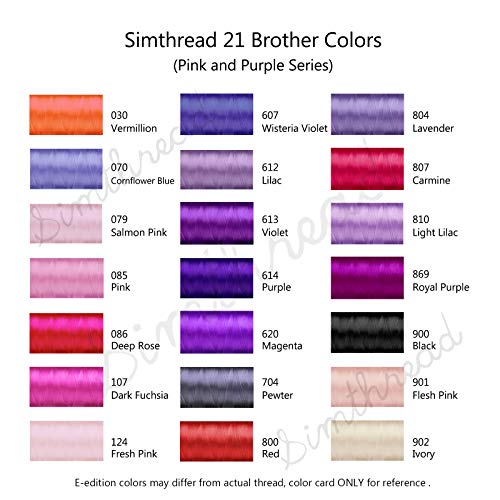 Simthread Embroidery Machine Thread Kit 800Y 21 Spools Pink and Purple Colors for Professional Embroidery Design - Image 4