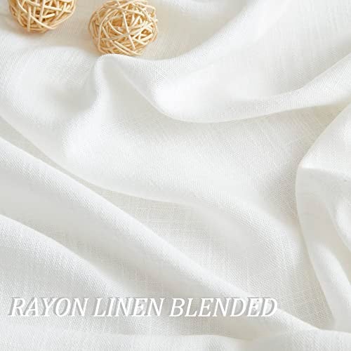Vision Home White Pinch Pleated Semi Sheer Curtains Textured Light Filtering Window Curtains 84 inch for Living Room Bedroom Rayon Blended Pinch Pleat Drapes with Hooks 2 Panels 40" Wx84 L - Image 5