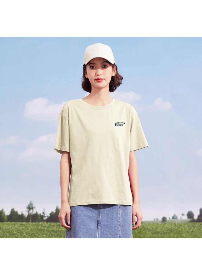 Cotton】oversized Drop Shoulder T-shirt - Women's Minimalist Basic Tee For Summer, Versatile Short Sleeve Top - Image 4