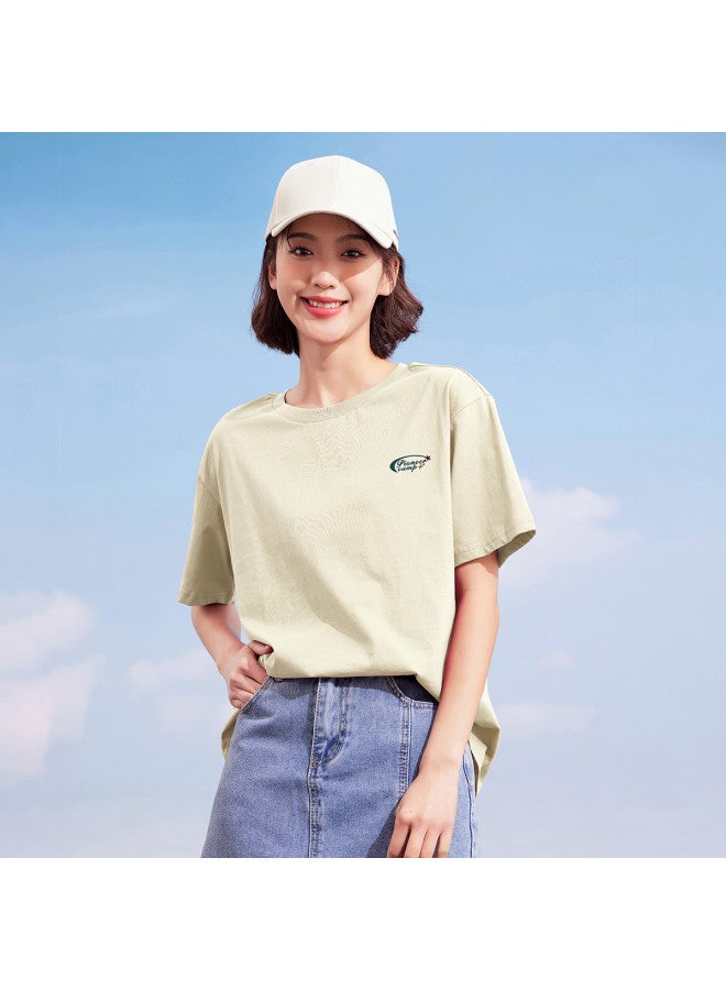 Cotton】oversized Drop Shoulder T-shirt - Women's Minimalist Basic Tee For Summer, Versatile Short Sleeve Top - Image 5