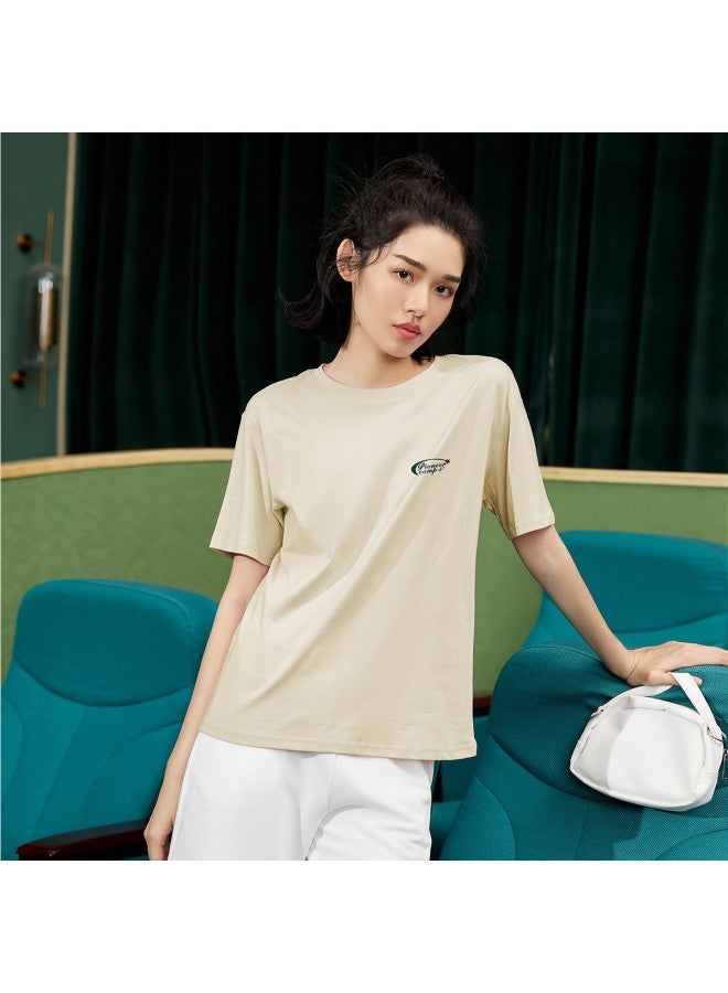 Cotton】oversized Drop Shoulder T-shirt - Women's Minimalist Basic Tee For Summer, Versatile Short Sleeve Top - Image 2