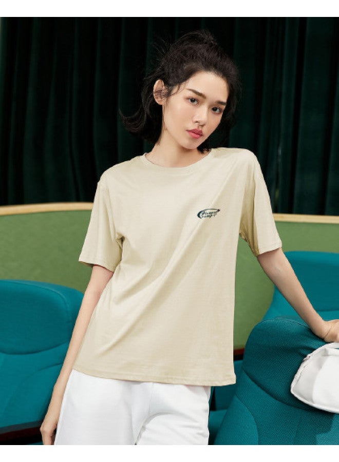 Cotton】oversized Drop Shoulder T-shirt - Women's Minimalist Basic Tee For Summer, Versatile Short Sleeve Top - Image 1