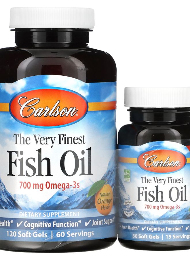 أفضل زيت سمك طبيعي بنكهة البرتقال 700 ملغ 150 كبسولة لينة خالية من الدهون (350 ملغ لكل كبسولة لينة)