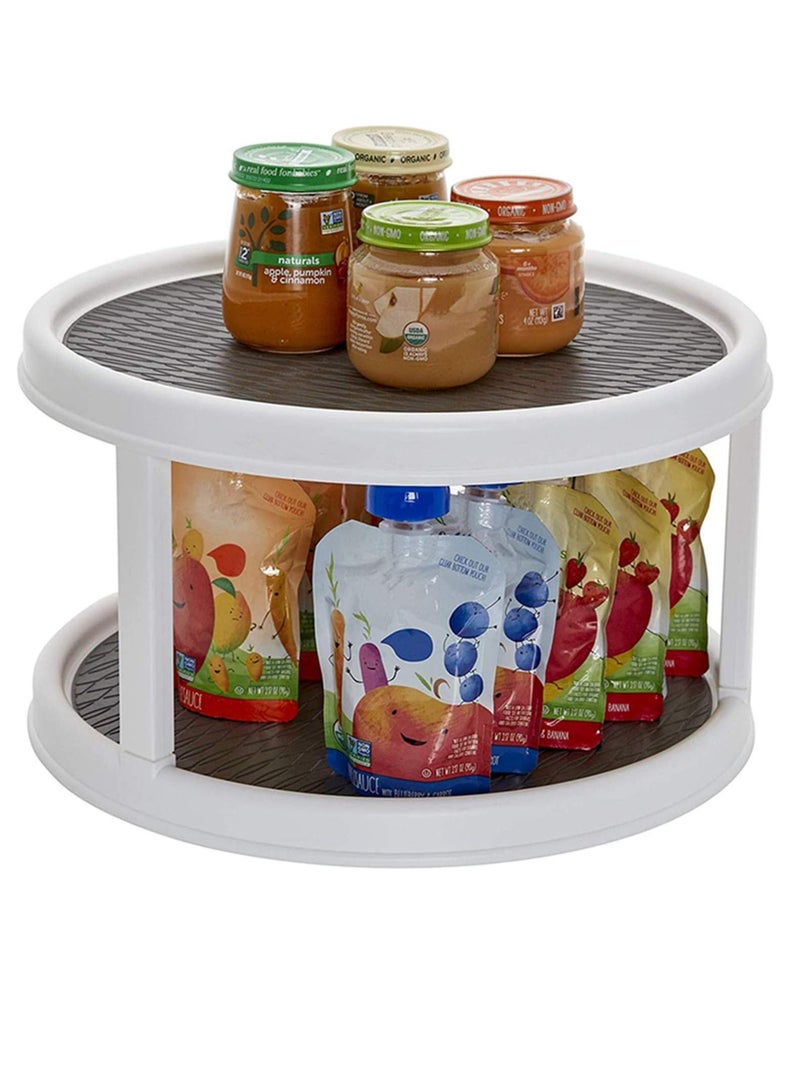 GUDOO منظم توابل دوار من طبقتين بقطر 10 بوصات - رف توابل دوار للخزانة أو سطح المطبخ أو الطاولة، منظم دوار متعدد الاستخدامات بطبقتين - Image 1