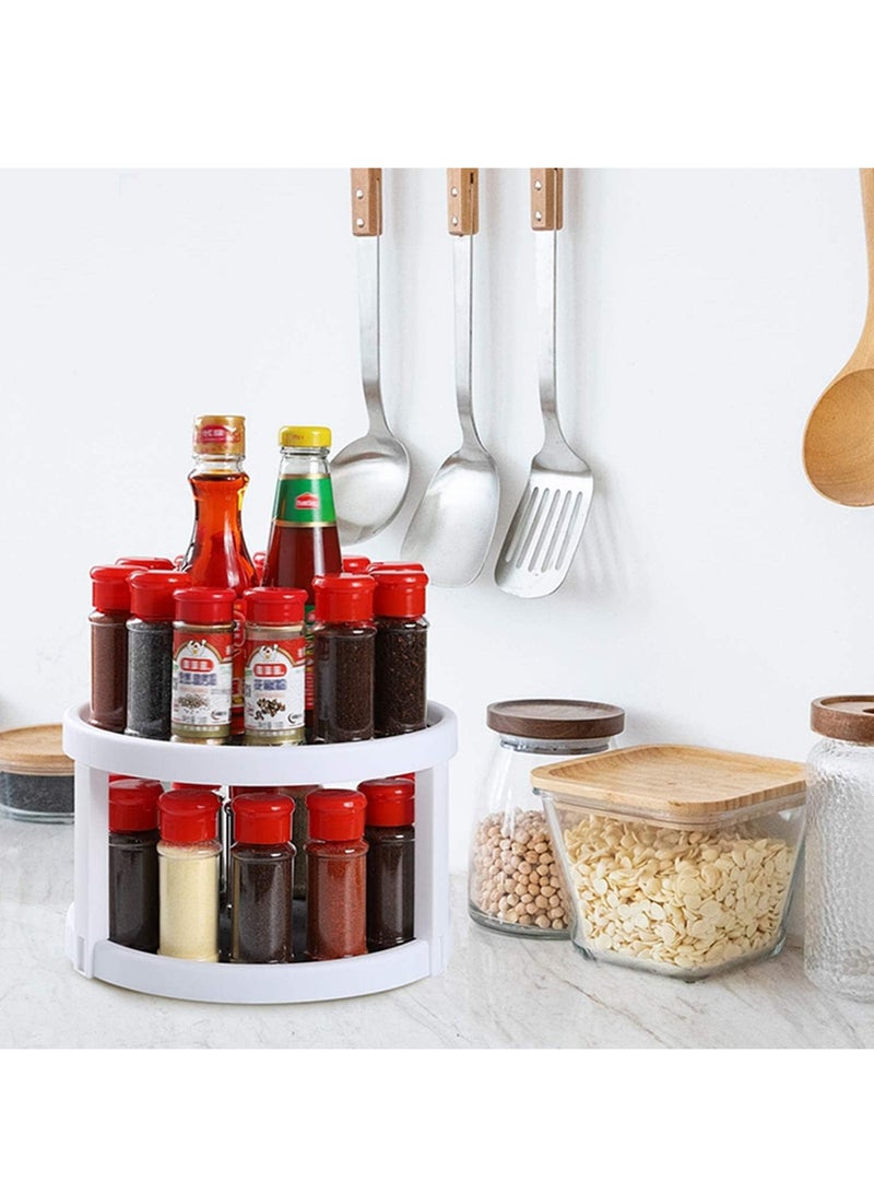 GUDOO منظم توابل دوار من طبقتين بقطر 10 بوصات - رف توابل دوار للخزانة أو سطح المطبخ أو الطاولة، منظم دوار متعدد الاستخدامات بطبقتين - Image 4