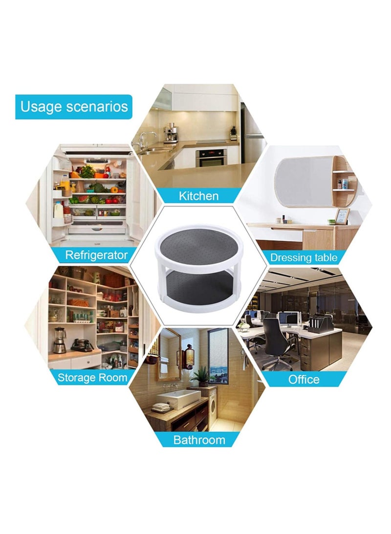 GUDOO منظم توابل دوار من طبقتين بقطر 10 بوصات - رف توابل دوار للخزانة أو سطح المطبخ أو الطاولة، منظم دوار متعدد الاستخدامات بطبقتين - Image 5