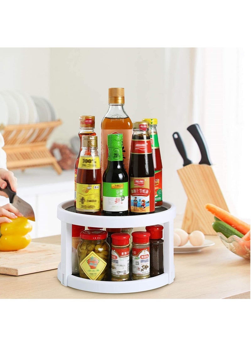 GUDOO منظم توابل دوار من طبقتين بقطر 10 بوصات - رف توابل دوار للخزانة أو سطح المطبخ أو الطاولة، منظم دوار متعدد الاستخدامات بطبقتين - Image 3