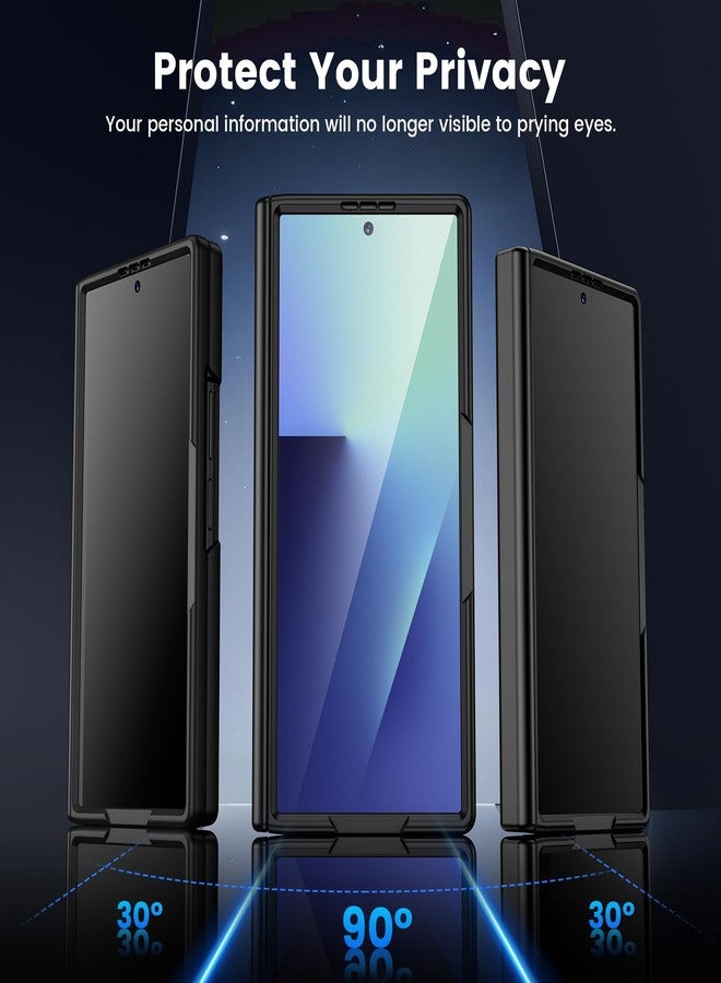 VEGO for Galaxy Z Fold 7 Case, Compatible with MagSafe, [Hinge Protection][Front Privacy Screen Protector] Magnetic Slim PU Leather Protective Cover for Samsung Z Fold 7 5G - Carbon Fiber Black - Image 4