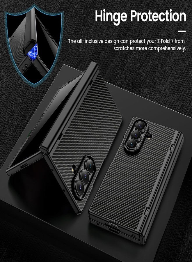 VEGO for Galaxy Z Fold 7 Case, Compatible with MagSafe, [Hinge Protection][Front Privacy Screen Protector] Magnetic Slim PU Leather Protective Cover for Samsung Z Fold 7 5G - Carbon Fiber Black - Image 5