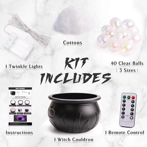 ORIENTAL CHERRY Halloween Decorations Indoor - DIY Bubbling Cauldron Set - Black Plastic Bowl Hocus Pocus Party Decoration - Spooky Vintage Decor for Home Kitchen Room Party Table - Image 2
