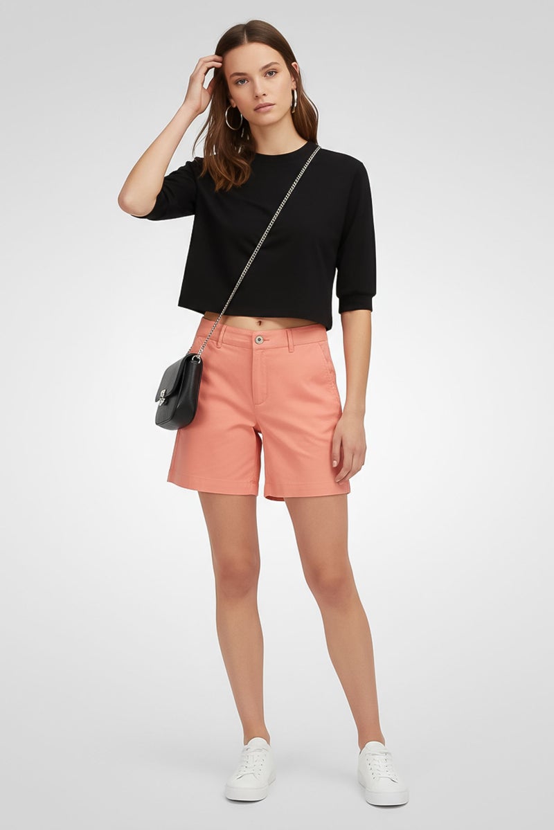 GANT Women Solid Chino Shorts, Peach - Image 1