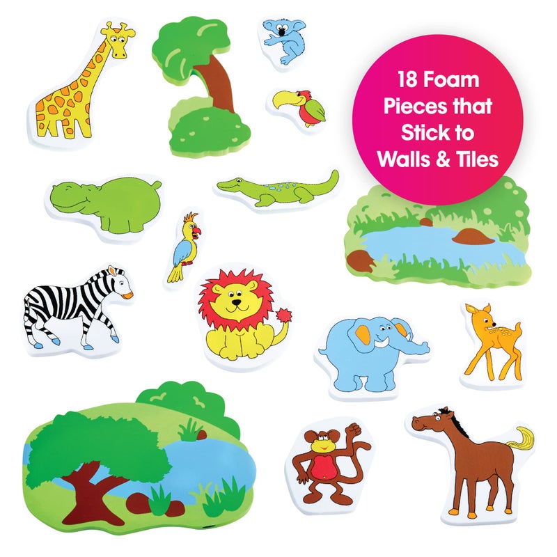 Edushape Magic Creations Foam Sticker Imaginative Bath Tub Activity Play Set, Jungle Fun - Image 2