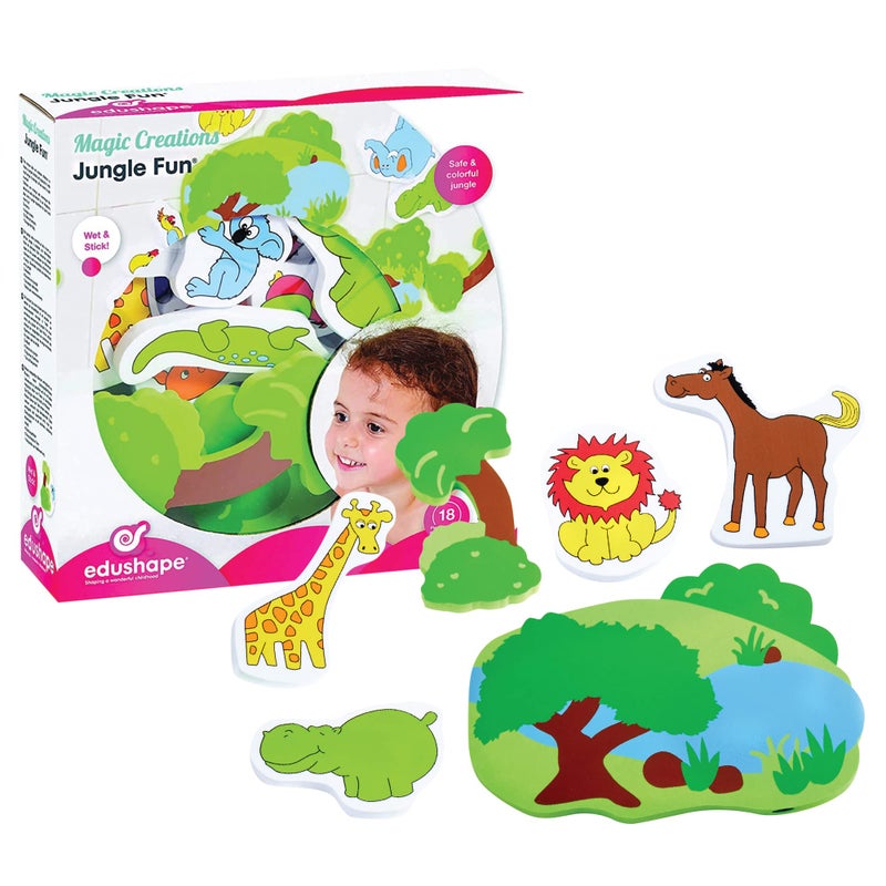 Edushape Magic Creations Foam Sticker Imaginative Bath Tub Activity Play Set, Jungle Fun - Image 1