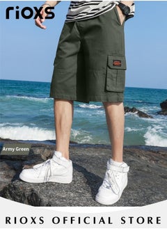 RIOXS Men's Cargo Shorts, Outdoor Quick-Drying Sports Shorts, Casual Loose Cargo Short Pants, Stretch Shorts With Multiple Pockets, Relaxed Fit Cotton Blend Work Shorts, Lightweight Stretch Running Shorts  - Image 2