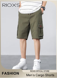 RIOXS Men's Cargo Shorts, Outdoor Quick-Drying Sports Shorts, Casual Loose Cargo Short Pants, Stretch Shorts With Multiple Pockets, Relaxed Fit Cotton Blend Work Shorts, Lightweight Stretch Running Shorts  - Image 1