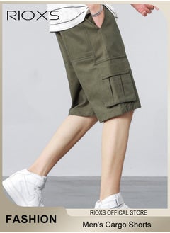 RIOXS Men's Cargo Shorts, Outdoor Quick-Drying Sports Shorts, Casual Loose Cargo Short Pants, Stretch Shorts With Multiple Pockets, Relaxed Fit Cotton Blend Work Shorts, Lightweight Stretch Running Shorts  - Image 5