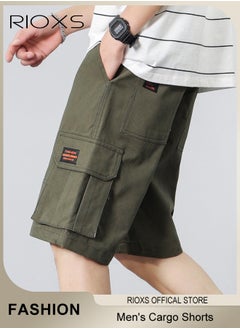 RIOXS Men's Cargo Shorts, Outdoor Quick-Drying Sports Shorts, Casual Loose Cargo Short Pants, Stretch Shorts With Multiple Pockets, Relaxed Fit Cotton Blend Work Shorts, Lightweight Stretch Running Shorts  - Image 4