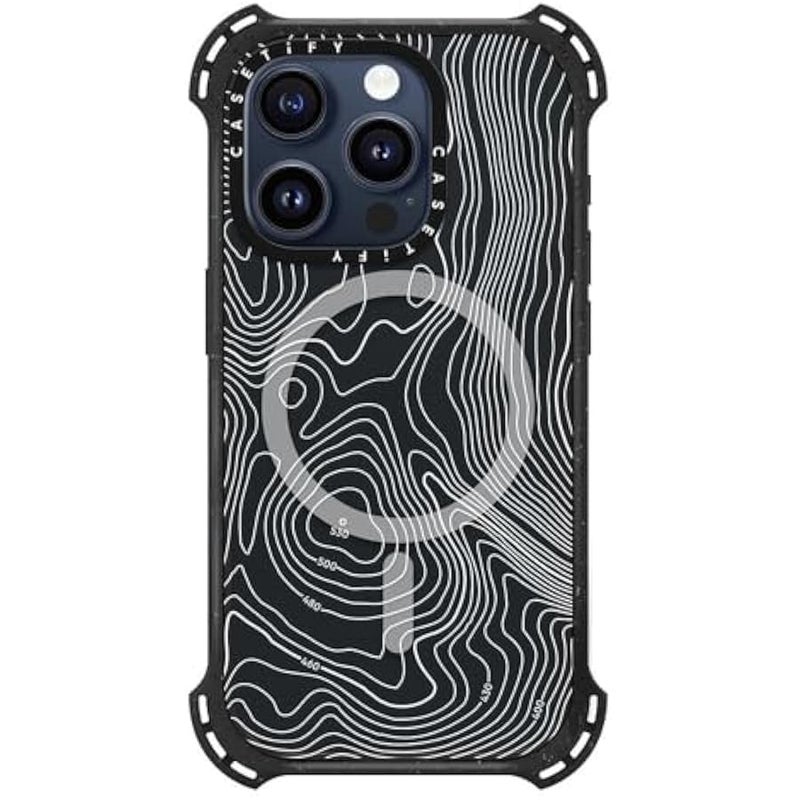 Casetify Bounce iPhone 15 Pro Case 【6X Military Grade Drop Tested / 21.3ft Drop Protection/Compatible with Magsafe】 - Topography Map - Triple Black - Image 2