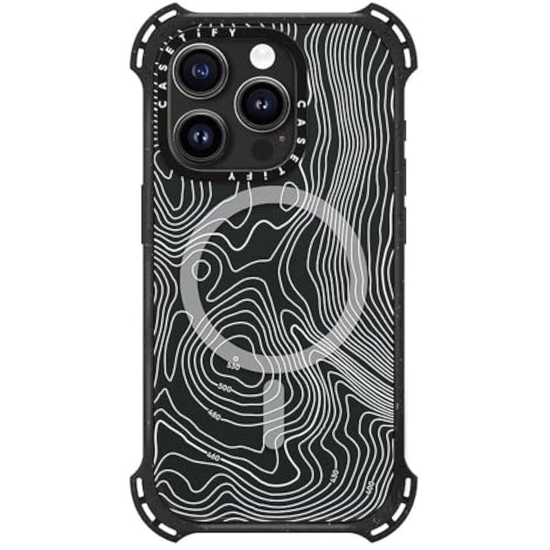 Casetify Bounce iPhone 15 Pro Case 【6X Military Grade Drop Tested / 21.3ft Drop Protection/Compatible with Magsafe】 - Topography Map - Triple Black - Image 4