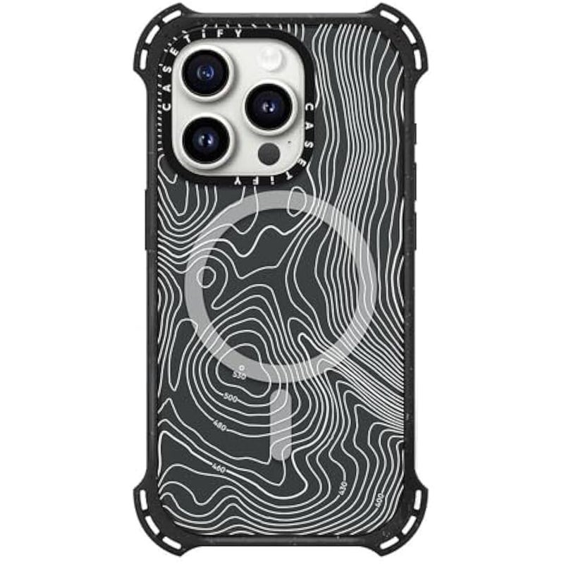 Casetify Bounce iPhone 15 Pro Case 【6X Military Grade Drop Tested / 21.3ft Drop Protection/Compatible with Magsafe】 - Topography Map - Triple Black - Image 3