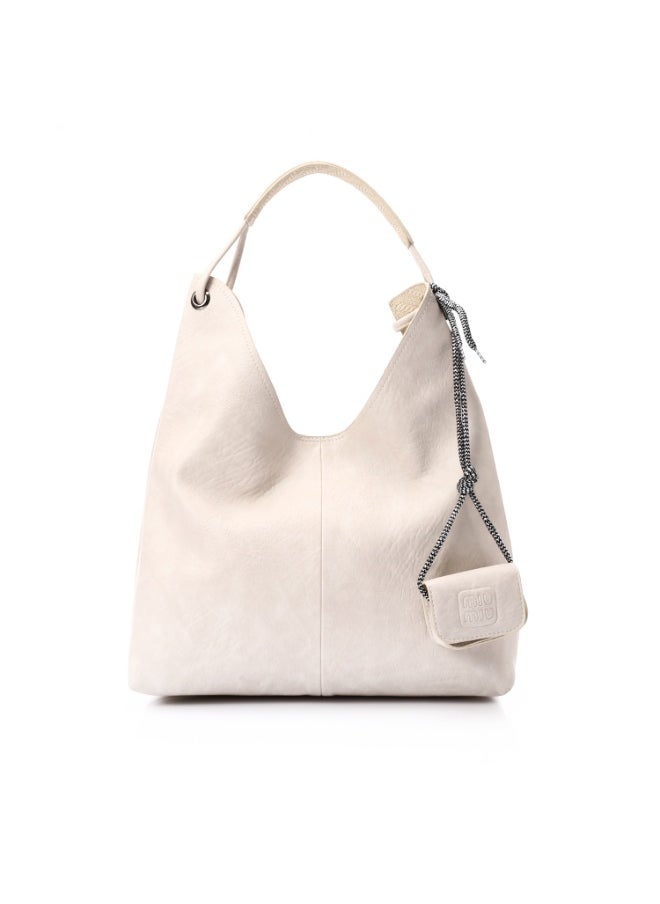 Mr.joe Mr Joe Beige Faux Leather Hobo Bag with Two Pouches Shoulder Bag for Women -4138  - Image 1